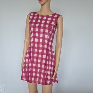 Pink Checkered Sleeveless Dress